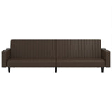2-Seater Sofa Bed Brown Faux Leather - Top-Down View