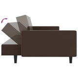 2-Seater Sofa Bed Brown Faux Leather - Rear View