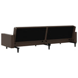 2-Seater Sofa Bed Brown Faux Leather - Close-Up Angle