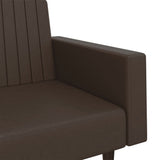 2-Seater Sofa Bed Brown Faux Leather - Low Angle