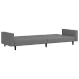 2-Seater Sofa Bed Grey Faux Leather - Rear View