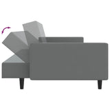 2-Seater Sofa Bed Grey Faux Leather - Close-Up Angle