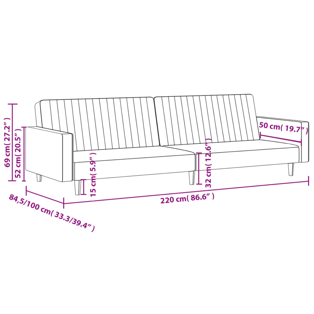 2-Seater Sofa Bed Grey Faux Leather