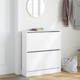Shoe Cabinet White 80x21x87.5 cm Engineered Wood - Side View