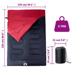 Double Sleeping Bag with Pillows for Adults Camping 3-4 Seasons