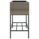 Garden Planter with Shelf Grey Poly Rattan - Rear View
