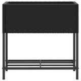 Garden Planter with Shelf Black Poly Rattan