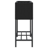 Garden Planter with Shelf Black Poly Rattan