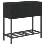 Garden Planter with Shelf Black Poly Rattan