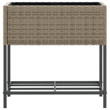 Garden Planter with Shelf Grey Poly Rattan