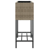 Garden Planter with Shelf Grey Poly Rattan - Rear View