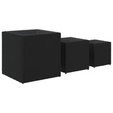 Garden Planters 3 pcs Black Poly Rattan - Close-Up Angle