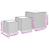 Garden Planters 3 pcs Black Poly Rattan - Extra Image