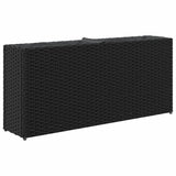 Garden Planter with 2 Pots Black 90x20x40 cm Poly Rattan - Close-Up Angle