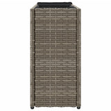 Garden Planter with 2 Pots Grey 90x20x40 cm Poly Rattan - Rear View