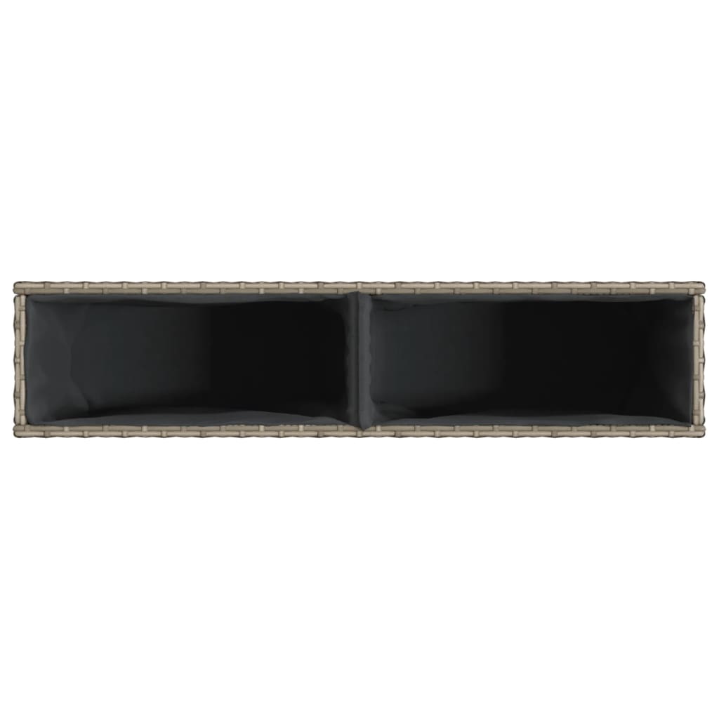 Garden Planter with 2 Pots Grey 90x20x40 cm Poly Rattan