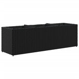 Garden Planter with 3 Pots Black 105x30x32 cm Poly Rattan