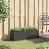 Garden Planter with 3 Pots Black 105x30x32 cm Poly Rattan - Side View