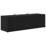 Garden Planter with 3 Pots Black 105x30x32 cm Poly Rattan