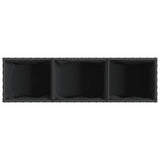 Garden Planter with 3 Pots Black 105x30x32 cm Poly Rattan