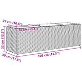 Garden Planter with 3 Pots Black 105x30x32 cm Poly Rattan