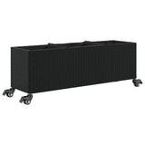 Garden Planter with Wheels and 3 Pots Black 107x32x38 cm Poly Rattan - Front View