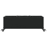 Garden Planter with Wheels and 3 Pots Black 107x32x38 cm Poly Rattan
