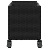Garden Planter with Wheels and 3 Pots Black 107x32x38 cm Poly Rattan