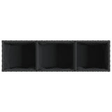 Garden Planter with Wheels and 3 Pots Black 107x32x38 cm Poly Rattan