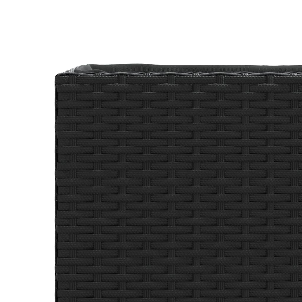 Garden Planter with Wheels and 3 Pots Black 107x32x38 cm Poly Rattan