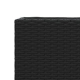 Garden Planter with Wheels and 3 Pots Black 107x32x38 cm Poly Rattan