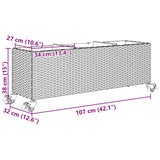 Garden Planter with Wheels and 3 Pots Black 107x32x38 cm Poly Rattan