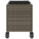 Garden Planter with Wheels and 3 Pots Grey 107x32x38 cm Poly Rattan