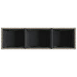 Garden Planter with Wheels and 3 Pots Grey 107x32x38 cm Poly Rattan