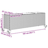 Garden Planter with Wheels and 3 Pots Grey 107x32x38 cm Poly Rattan