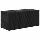Garden Planter with 2 Pots Black 72x30x32 cm Poly Rattan - Close-Up Angle