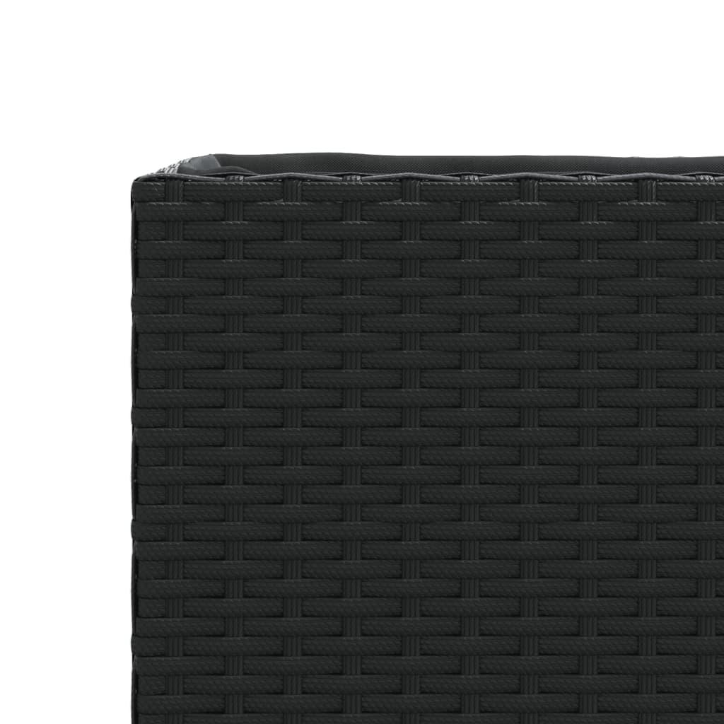Garden Planter with 2 Pots Black 72x30x32 cm Poly Rattan