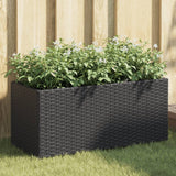 Garden Planter with 2 Pots Black 72x30x32 cm Poly Rattan