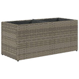 Garden Planter with 2 Pots Grey 72x30x32 cm Poly Rattan - Close-Up Angle