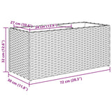 Garden Planter with 2 Pots Grey 72x30x32 cm Poly Rattan