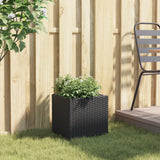 Garden Planter Black 36x30x32 cm Poly Rattan - Side View