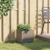 Garden Planter Grey 36x30x32 cm Poly Rattan - Side View