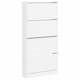 Shoe Cabinet with 4 Flip-Drawers White 80x21x163.5 cm - Front View