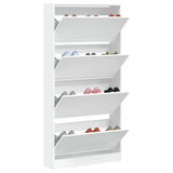 Shoe Cabinet with 4 Flip-Drawers White 80x21x163.5 cm - Top-Down View