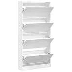 Shoe Cabinet with 4 Flip-Drawers White 80x21x163.5 cm
