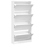 Shoe Cabinet with 4 Flip-Drawers White 80x21x163.5 cm - 45-Degree Angle