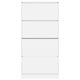 Shoe Cabinet with 4 Flip-Drawers White 80x21x163.5 cm