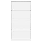 Shoe Cabinet with 4 Flip-Drawers White 80x21x163.5 cm