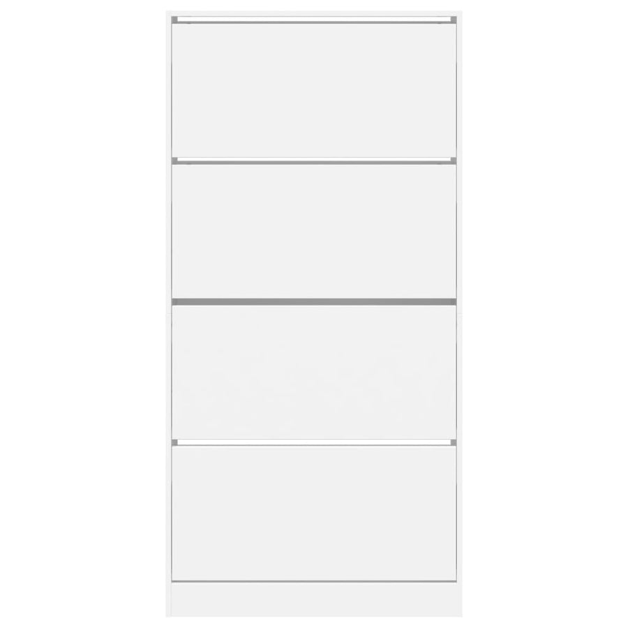Shoe Cabinet with 4 Flip-Drawers White 80x21x163.5 cm