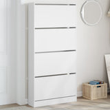 Shoe Cabinet with 4 Flip-Drawers White 80x21x163.5 cm